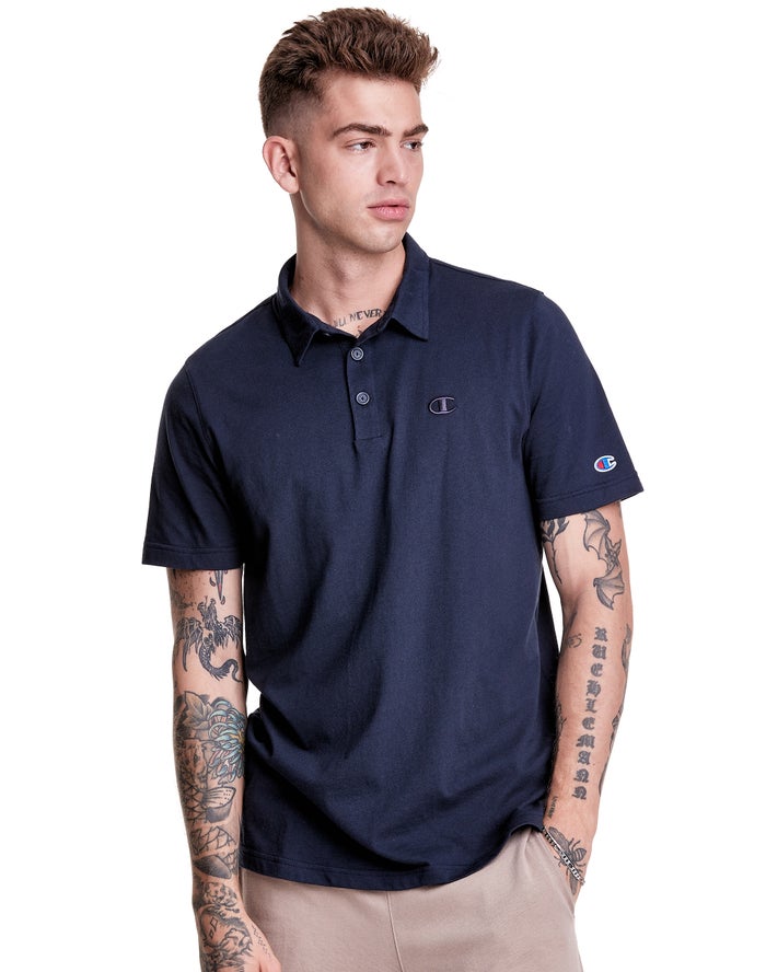 Champion Jersey Polo Erkek Tişört Lacivert ( NAVIZT497 )